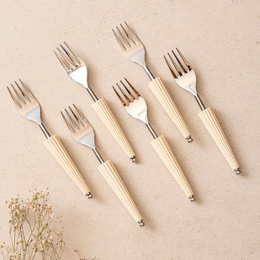 Ivory Umbrella All Purpose Stainless Steel Forks Set of 6 | Kitchen Cutlery Set