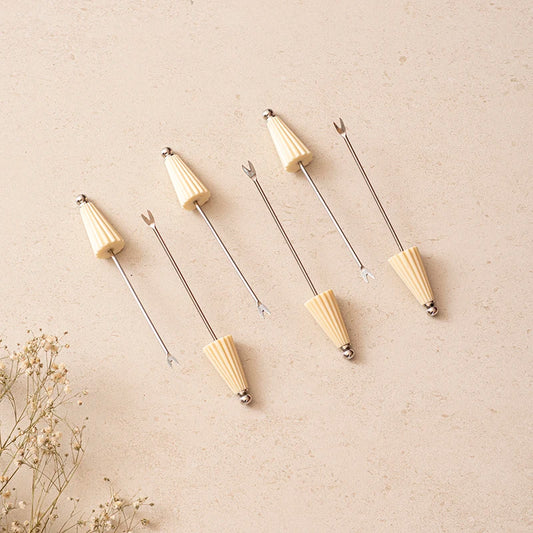 Ivory Umbrella Multipurpose Cocktail Picks | Starter Toothpicks Fruit Stick | Salad Pick | Olive Fork (6pcs)