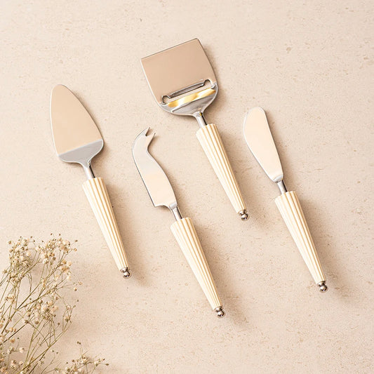 Baker's Choice Cheese Knife Set of 4 | Cheese Fork | Cheese Spreader | Cheese Server | Cheese Cutter