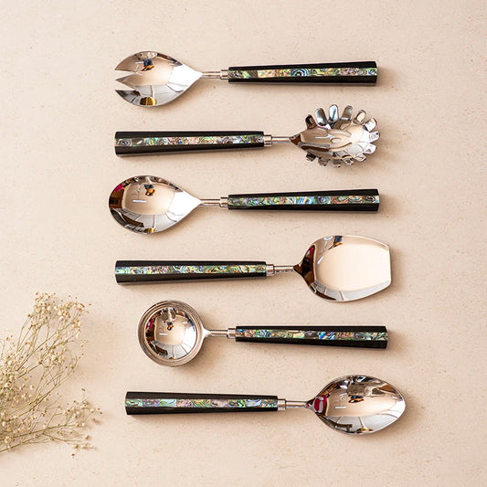 Precious Shell Serving Spoon Set of 6 | Stainless Steel Serving Spoons (6pcs)