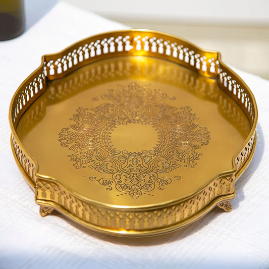 Brass decorative tray for kitchen
