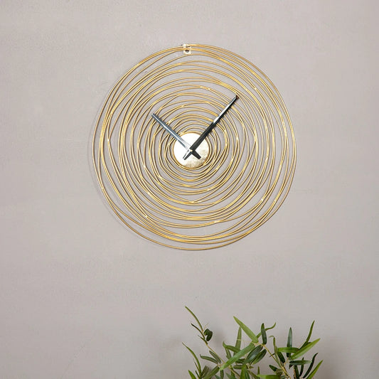 Gold Spiral Modern Wall Clock for Bedroom