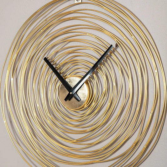 spiral large wall clock in gold color