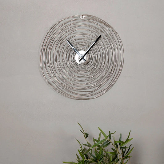 Silver Spiral Designer Wall Clock for living room
