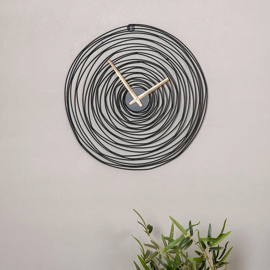 Spiral Black Wall Clock for Bedroom