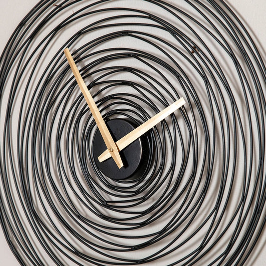 spiral large wall clock in black color