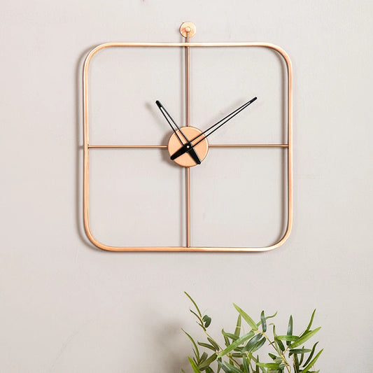 Metal Wall Clock for home - Rose gold