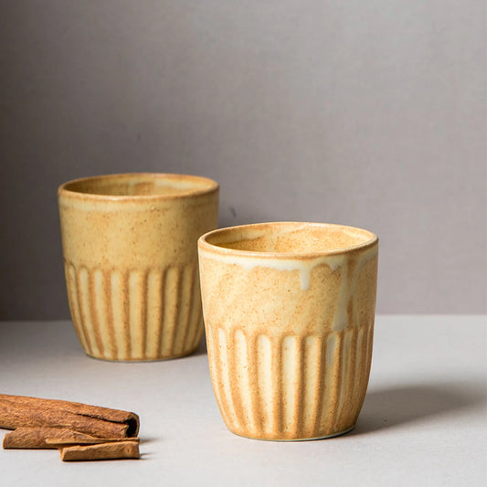 Beige Kulhad Chai Cup | Handmade Kullad Tea Cups Set of 4 (260ml)