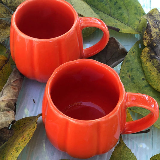 Pumpkin Ceramic Coffee Mug | Milk Cup for Home & Office | Designer Mugs (440ml)