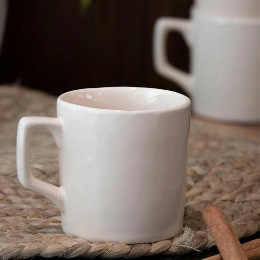 Staple Modern Tea Cup Set of 4 | White Mug Set | Ceramic Tea Cups (200ml)