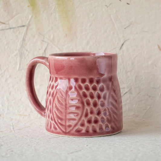 Cherry Red Ceramic Mug 350ml | Milk or Coffee Mug Set of 2