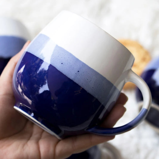 Blue Ombré Ceramic Mug for Tea & Coffee | Blue Coffee Mug Set of 2 (440ml)