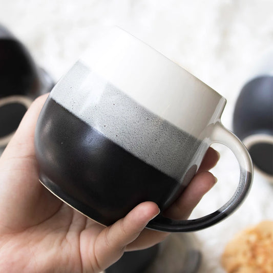 Black Ombre Coffee Mug Set of 2 | Ceramic Tea Mugs (440ml)