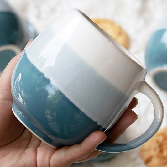 Teal Ombre Ceramic Tea Cups Set (440ml)