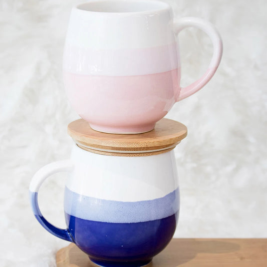 Blue & Pink Ombré Coffee Mug Set of 2 | Designer Mugs for Tea & Coffee (440ml each)
