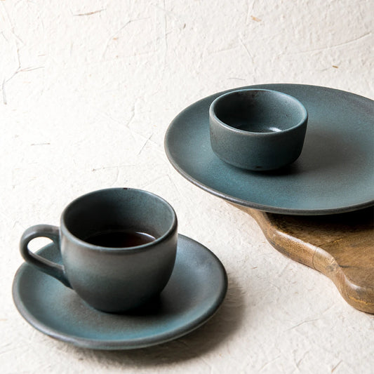Dove Blue Ceramic Tea Cup and Saucer Set