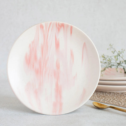 Pink Marble Ceramic Plates | Quarter Plate Set of 2