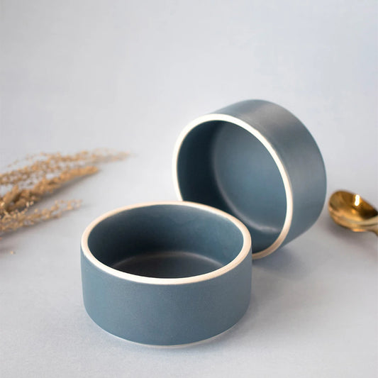 Berlin Blue Ceramic Bowl | Katori Dessert Bowls | Microwave Safe Bowl