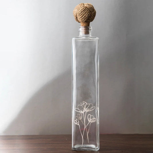Flower Water Bottle | Glass Bottle Set of 2 | Water Bottle for Office