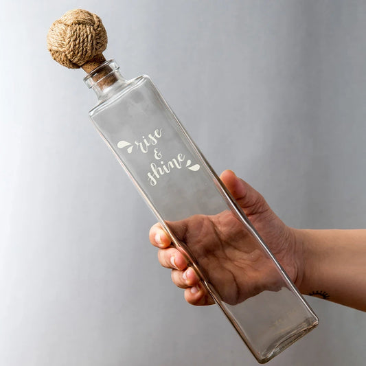 Rise & Shine Water Bottle | Drinking Water Bottle for Fridge | Glass Bottle Set of 2
