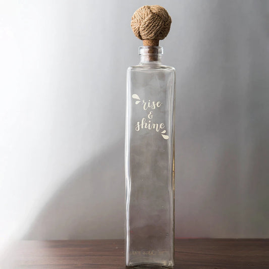Rise & Shine Water Bottle | Drinking Water Bottle for Fridge | Glass Bottle Set of 2