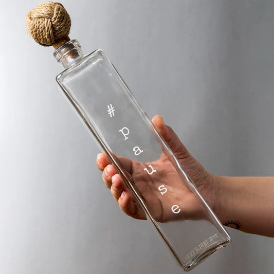 #Pause Glass Water Bottle | Glass Bottle Set of 2