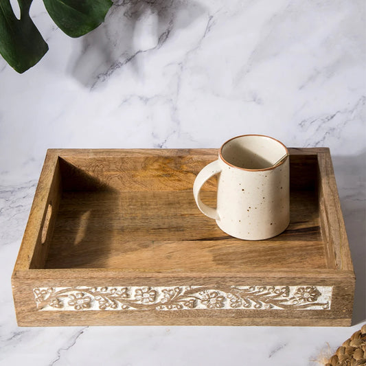 Etched Wooden Tray for Serving | Tea Tray | Serving Tray with Handles