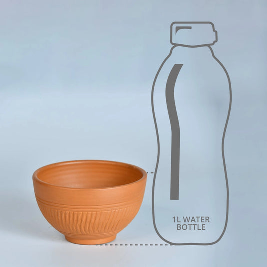 Size comparison of bowl with bottle