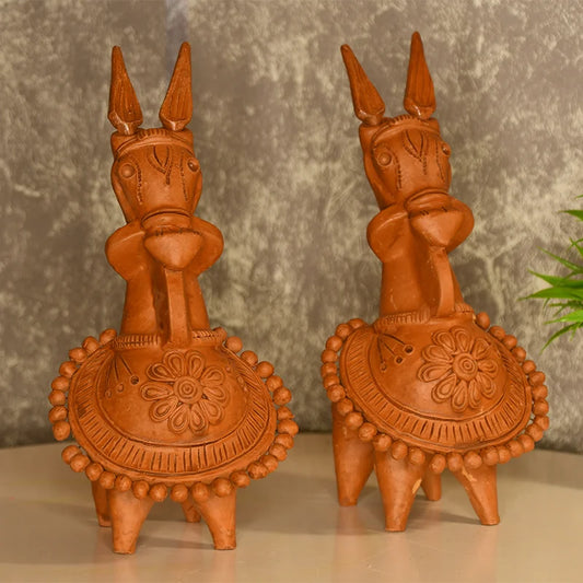 Terracotta Horse Showpiece for home decor (2 pcs)