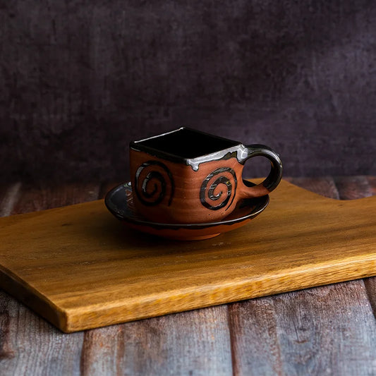 Terracotta Tea Cup and Saucer Set