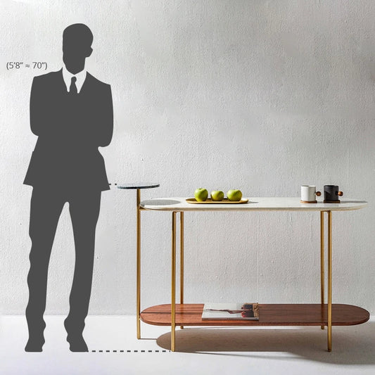 Height comparison of console table with man