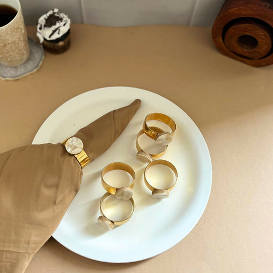 Round Mother of Pearl Napkin Ring Set of 6 - Timeless Dining Accents for Exceptional Tablescapes