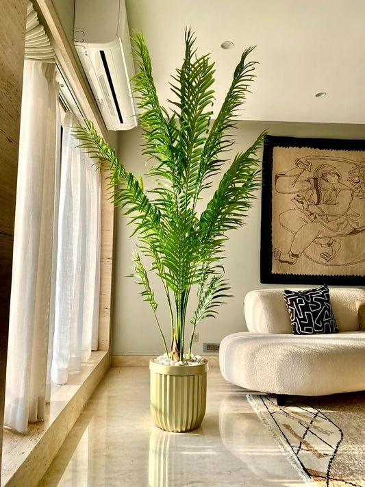 Artificial plant with pot in living room, Artificial Lady Palm