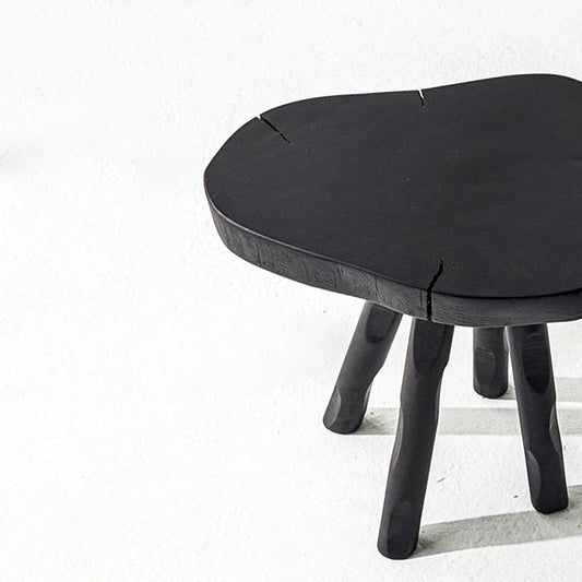 Wooden stool in black matte finish