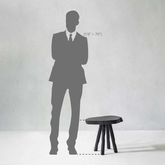 Size comparison of stool with man