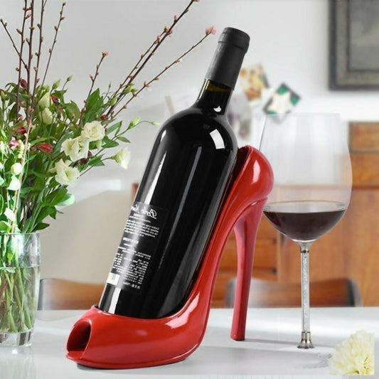 Stiletto Bottle Holder Wine Rack Creative High Heel Shoe Design Tabletop Free Standing Wine Storage Holders Stand (Red)