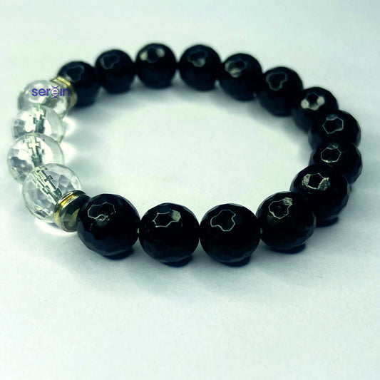 Money Magnet Black Tourmaline and Crystal Bracelet- 10 mm