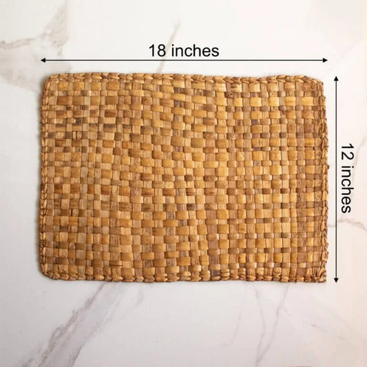 Natural Woven Table Mats | Water Hyacinth Wicker Placemats | Set of 6