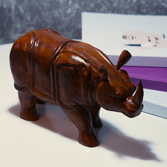Rhino Wooden Showpiece for Home Decor