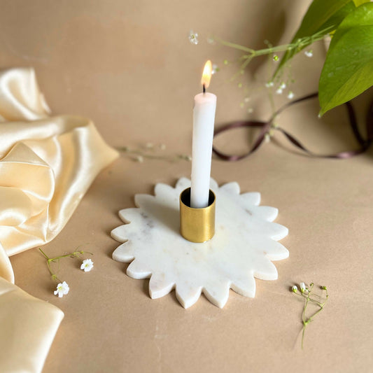 Handmade Marble Sunflower Candle Holder Luxury Tea Light Holder Perfect for Diwali Gift Decoration Home and Office Decor
