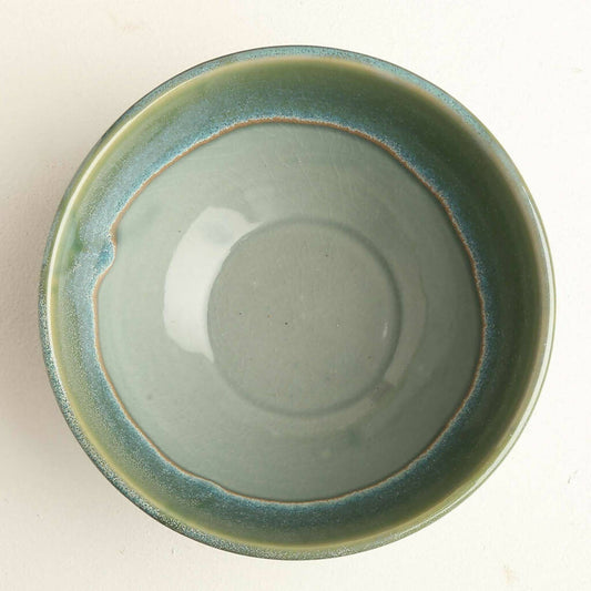 Set of 2 Sea Green Ceramic Serving Bowl (Dia- 7.5in, H- 3.25in)
