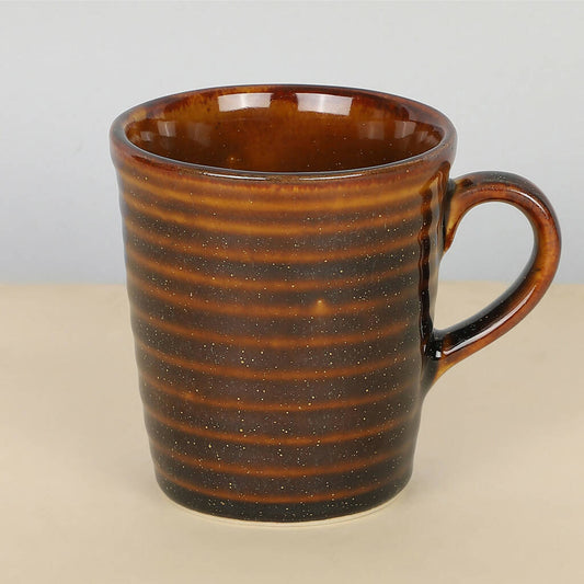 Set of 4 Brown Patterned Ceramic Mug (275 ml)