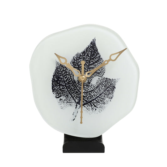 Alina Leaf Glass Embossed Table Clock By De Maison Décor 80-179-20