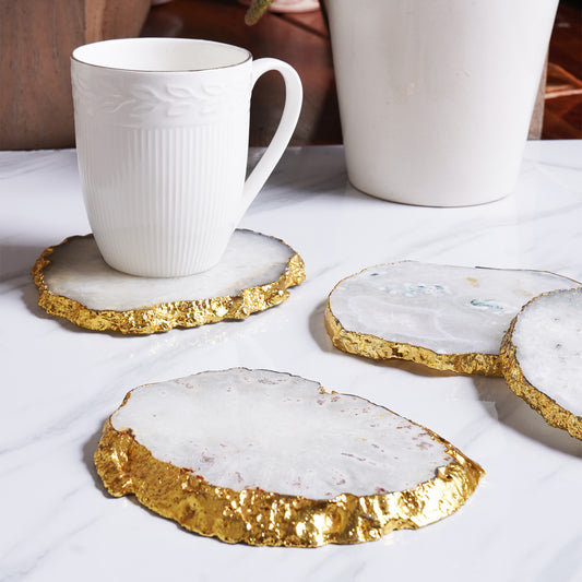 Gold Foiled Agate Coasters