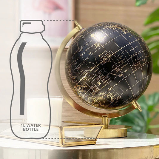 height comparison of black world globe with 1l bottle