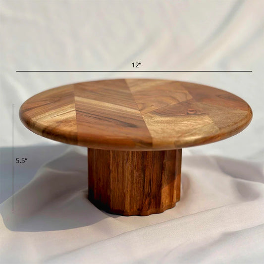 Dimension of Vienna Acacia Wooden Cake Stand