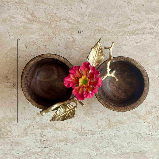 Dimensions of key highlight of Hibiscus Snack Wooden Serving Bowl
