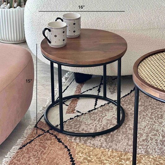 Dimension of Kovo Round Wooden Coffee Table