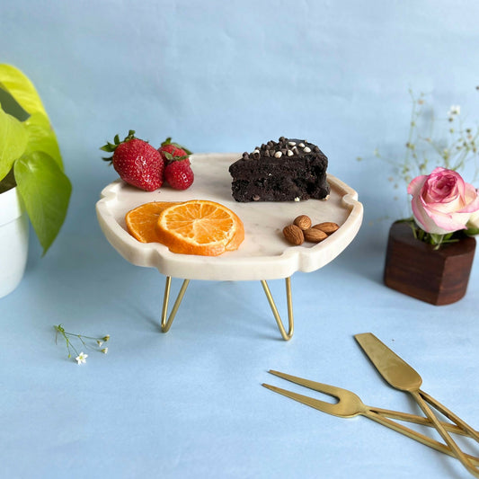 Marble Pastry Stand 8 Inch Decorative Hexagon Shape Cake Stand Fruit Dessert Cup Cake Table Metal Stand for Birthday Anniversary