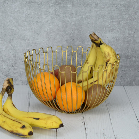 Maison Modern Meshed Metal Gold Fruit Basket